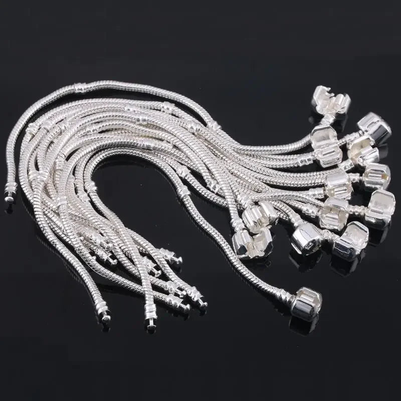 Sterling Silver Snake Bone Charm Bracelet - DIY Jewelry Gift