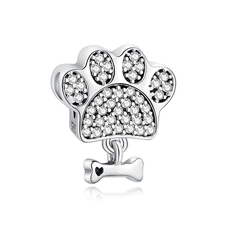 Sterling Silver Pet Paw Print Charms - Dog & Cat Lover Gift