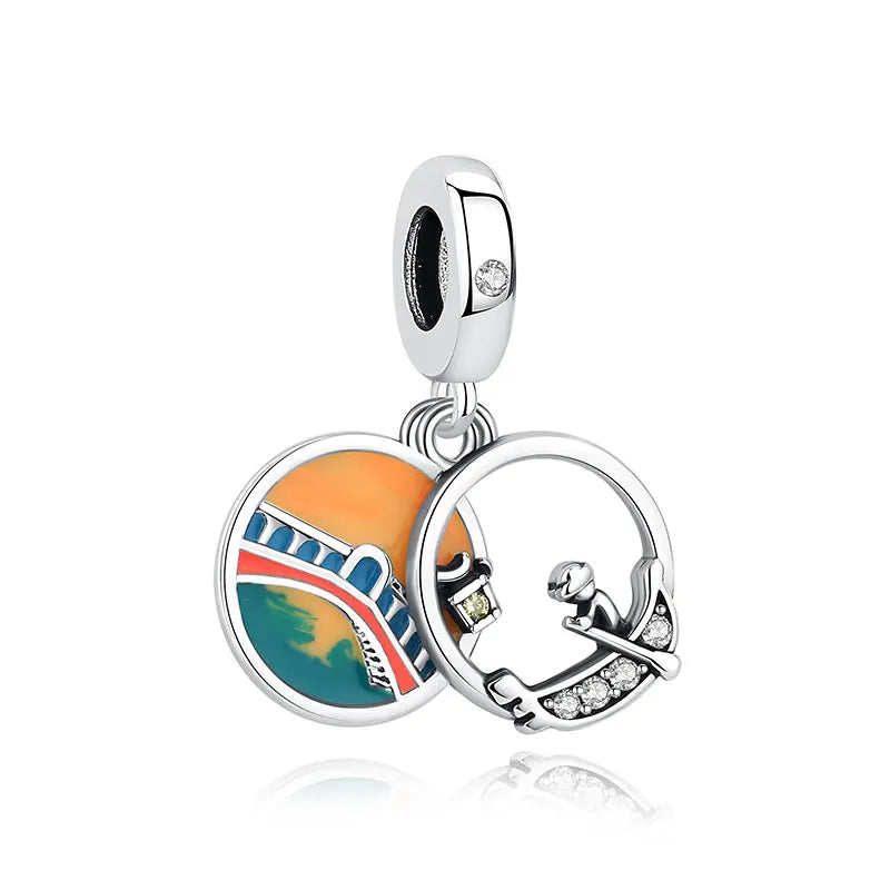 Sterling Silver Travel Charms - London, Paris, Suitcase Beads