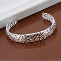 Sterling Silver Open Bangle Bracelet - Adjustable Cuff Gift