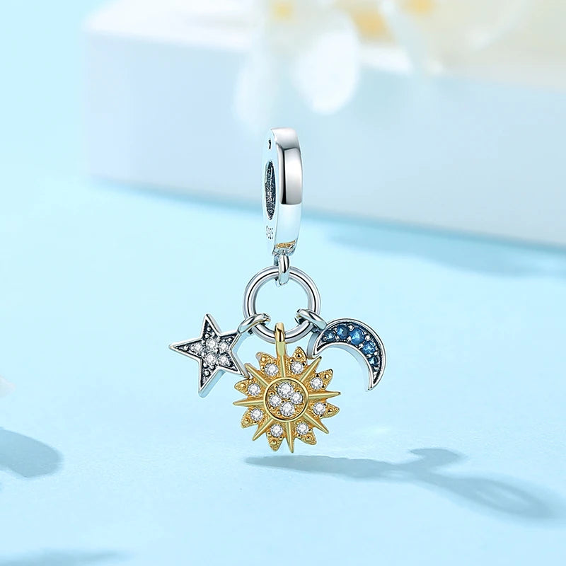 Sterling Silver Celestial Charms - Star, Moon, Sun & Spaceman Beads
