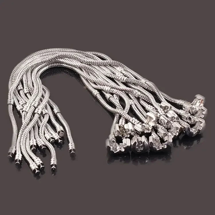 Sterling Silver Snake Bone Charm Bracelet - DIY Jewelry Gift