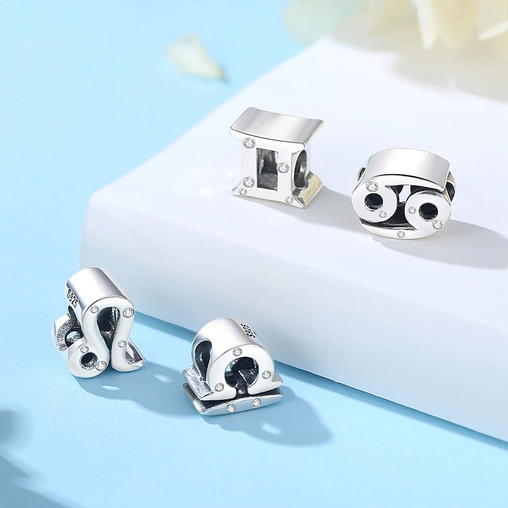 Sterling Silver Zodiac & Letter Charms - Personalized Alphabet Beads
