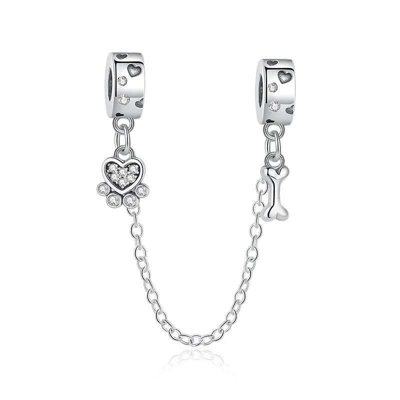 Sterling Silver Pet Paw Print Charms - Dog & Cat Lover Gift