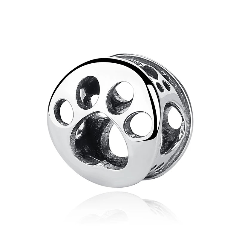 Sterling Silver Pet Paw Print Charms - Dog & Cat Lover Gift