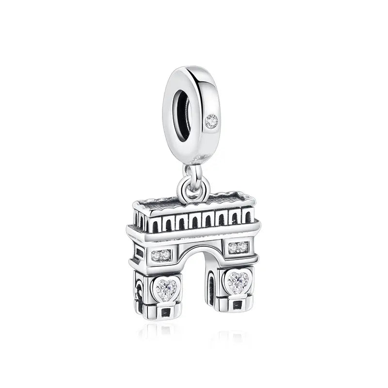 Sterling Silver Travel Charms - London, Paris, Suitcase Beads