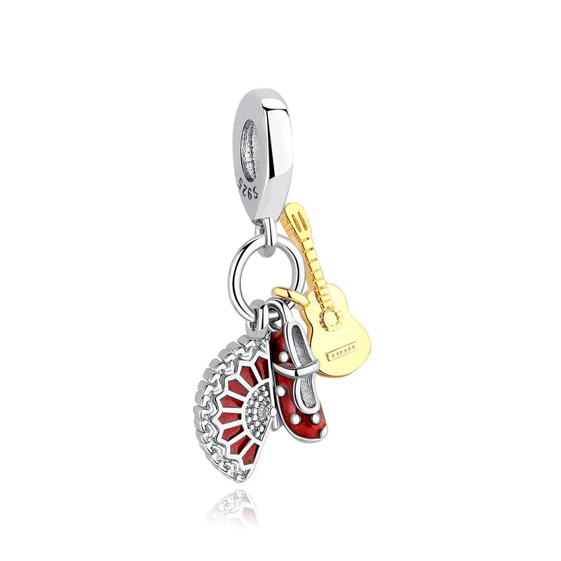 Sterling Silver Travel Charms - London, Paris, Suitcase Beads