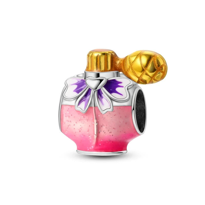 Sterling Silver Crown Perfume Bottle Charms - Romantic Gift Beads