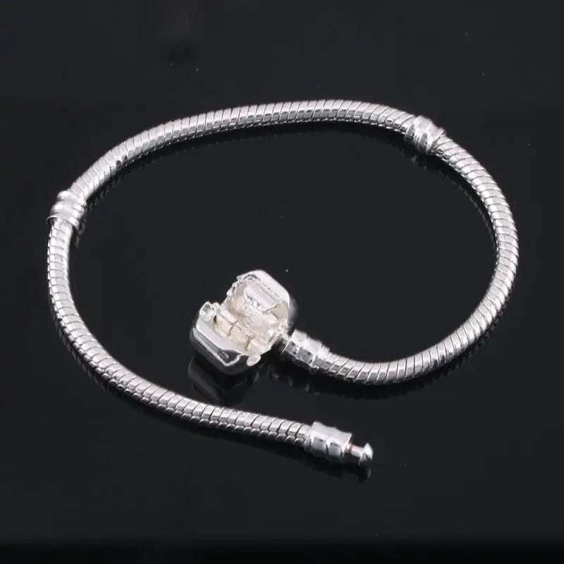 Sterling Silver Snake Bone Charm Bracelet - DIY Jewelry Gift