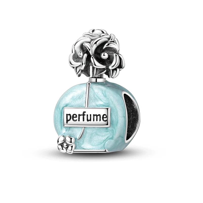 Sterling Silver Crown Perfume Bottle Charms - Romantic Gift Beads