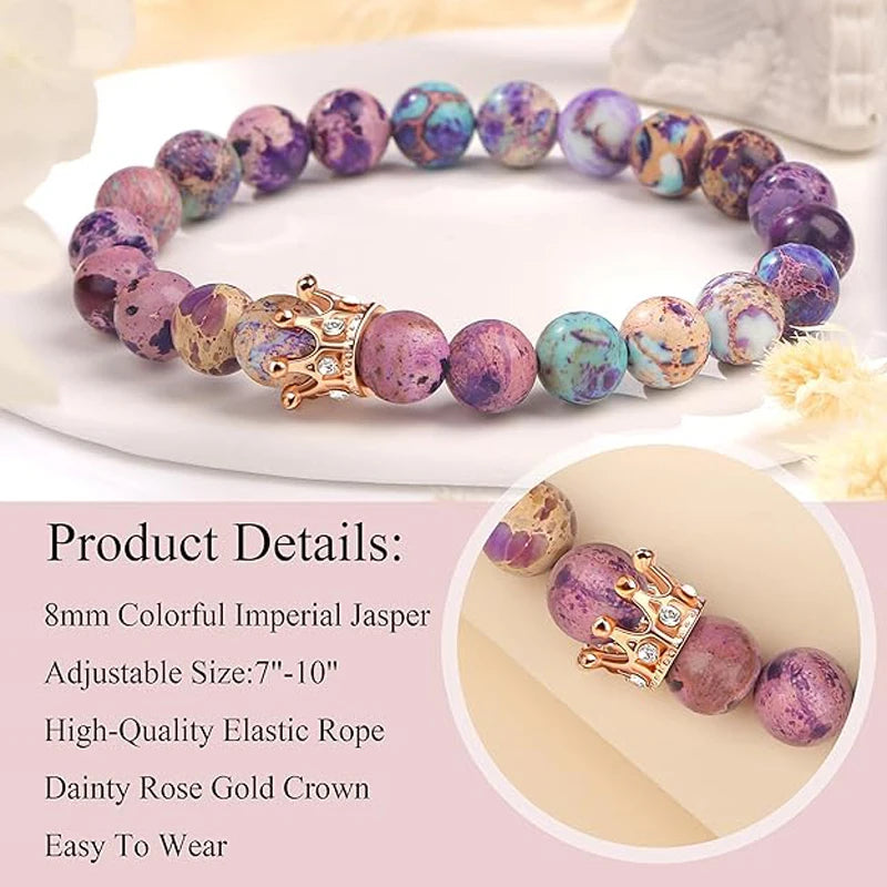 Imperial Jasper Crown Bracelet - Healing Crystal Gift for Women