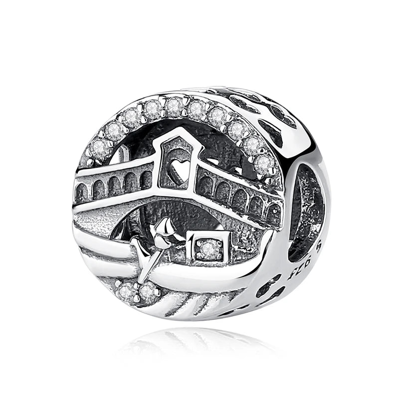 Sterling Silver Travel Charms - London, Paris, Suitcase Beads