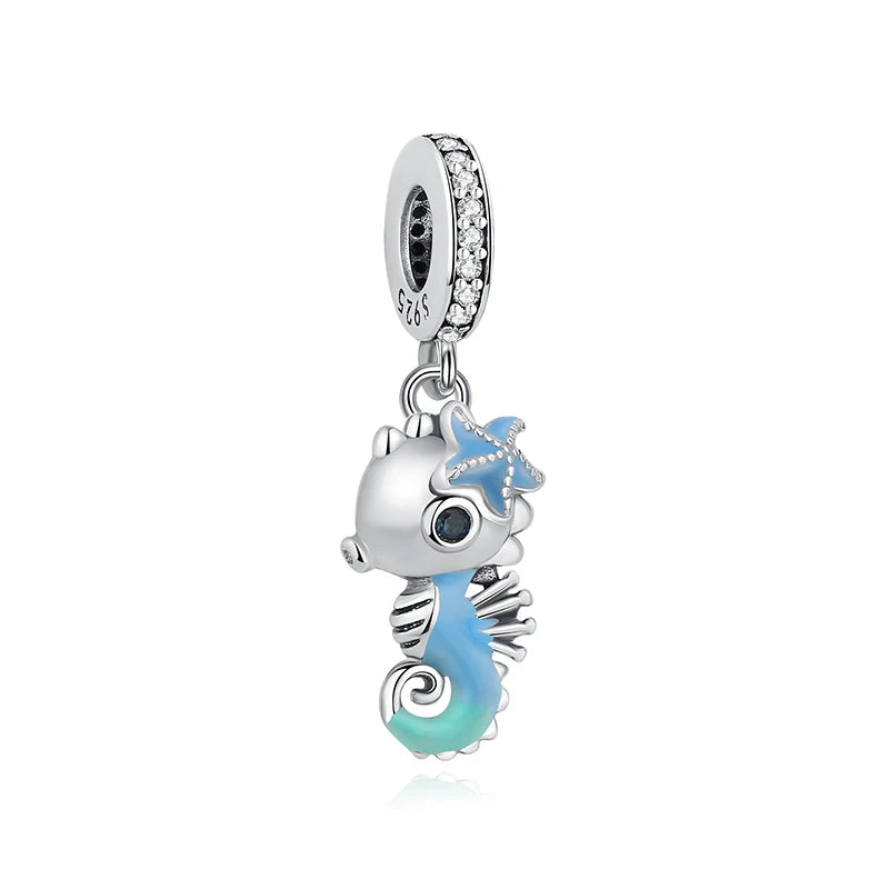 Sterling Silver Ocean Charms - Sea Turtle & Starfish Beads