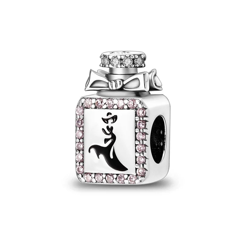 Sterling Silver Crown Perfume Bottle Charms - Romantic Gift Beads