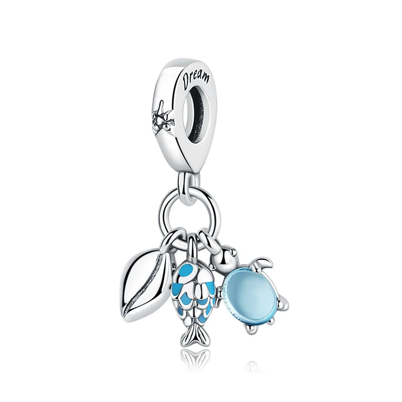 Sterling Silver Ocean Charms - Sea Turtle & Starfish Beads
