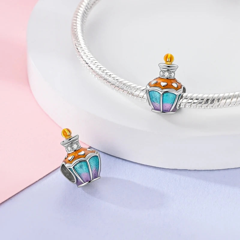 Sterling Silver Crown Perfume Bottle Charms - Romantic Gift Beads