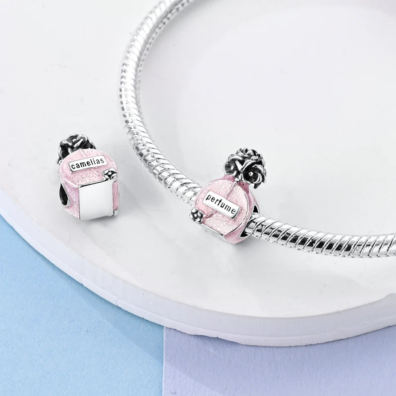 Sterling Silver Crown Perfume Bottle Charms - Romantic Gift Beads