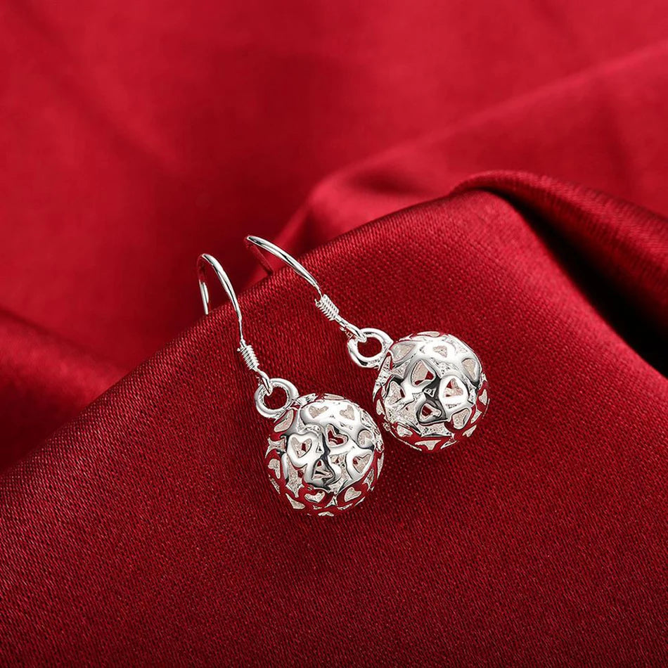 Sterling Silver Ball Drop Earrings - Elegant Gift for Women