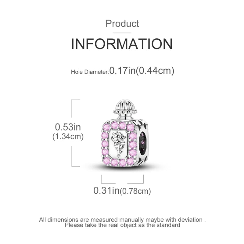 Sterling Silver Crown Perfume Bottle Charms - Romantic Gift Beads