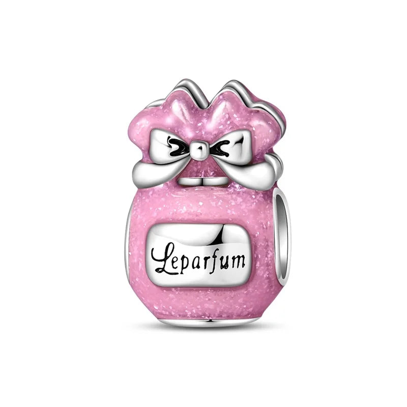 Sterling Silver Crown Perfume Bottle Charms - Romantic Gift Beads