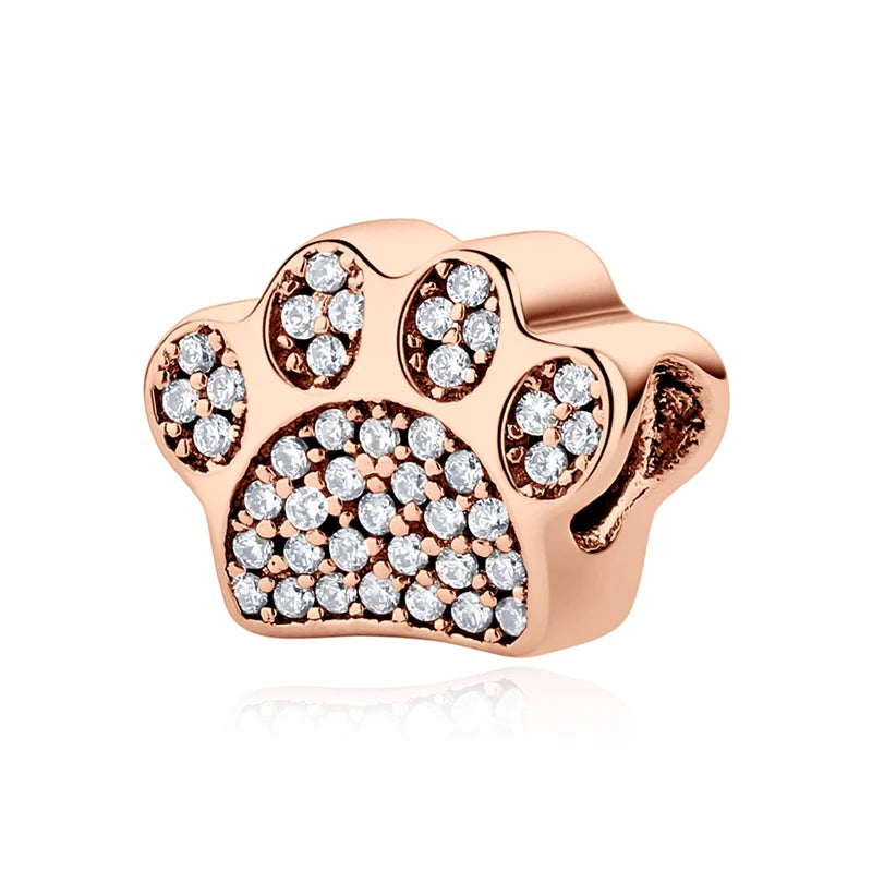 Sterling Silver Pet Paw Print Charms - Dog & Cat Lover Gift