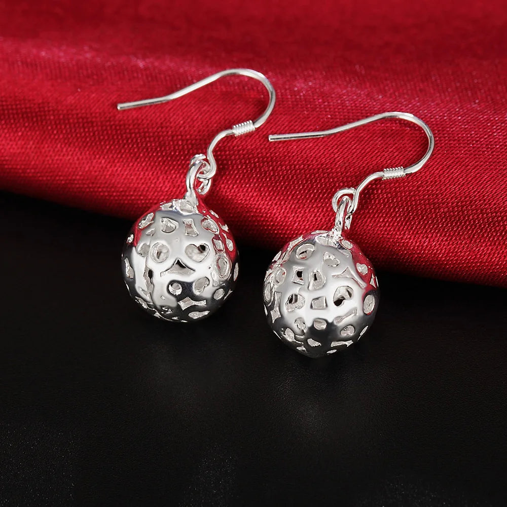 Sterling Silver Ball Drop Earrings - Elegant Gift for Women