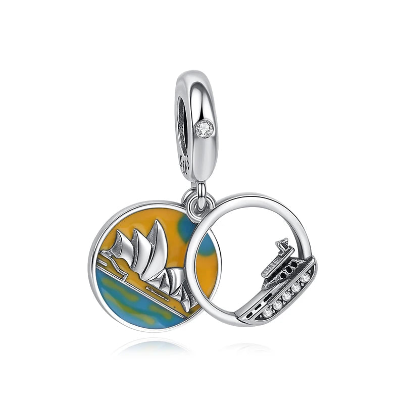 Sterling Silver Travel Charms - London, Paris, Suitcase Beads