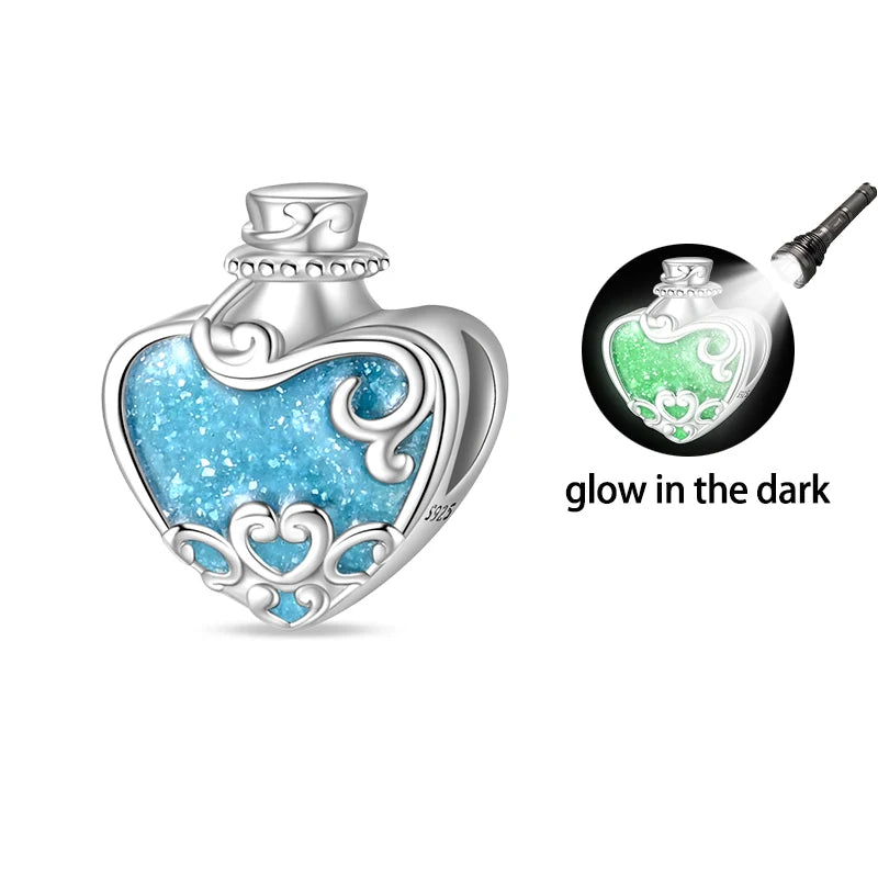 Sterling Silver Crown Perfume Bottle Charms - Romantic Gift Beads