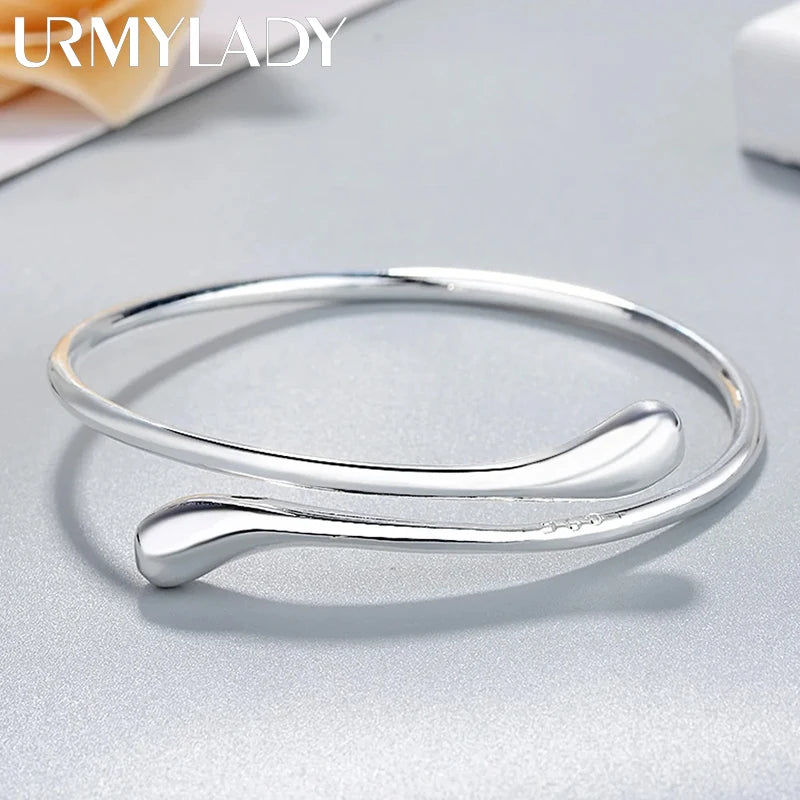 Sterling Silver Water Droplets Bracelet - Elegant Adjustable Bangle