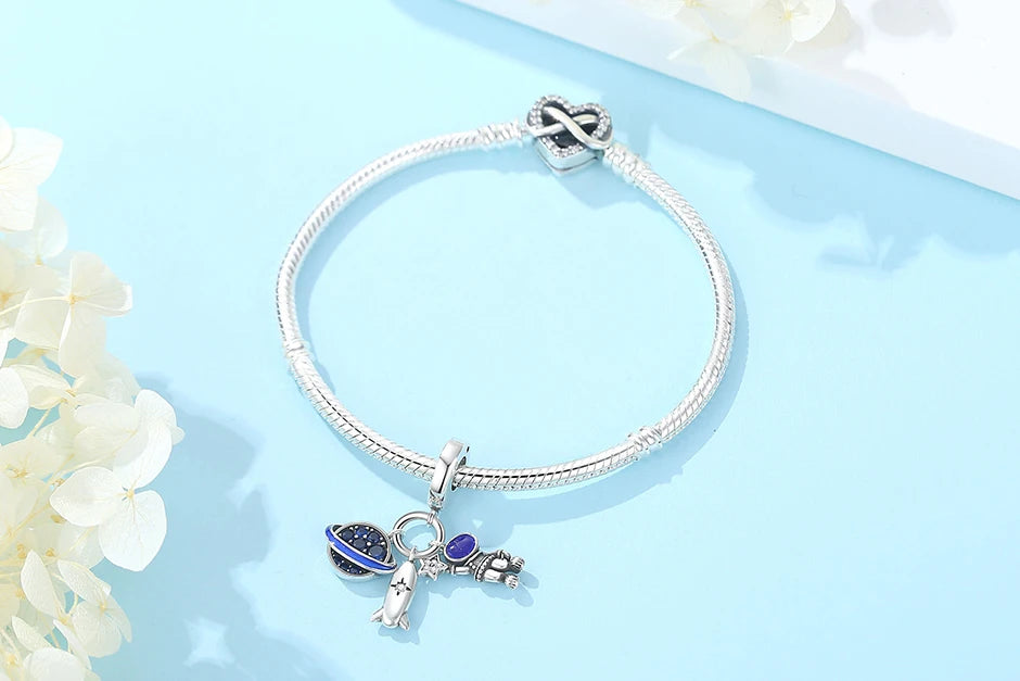 Sterling Silver Celestial Charms - Star, Moon, Sun & Spaceman Beads