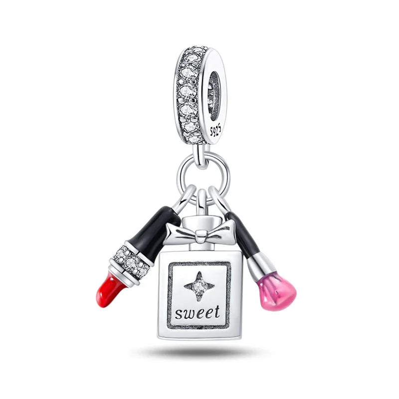 Sterling Silver Crown Perfume Bottle Charms - Romantic Gift Beads