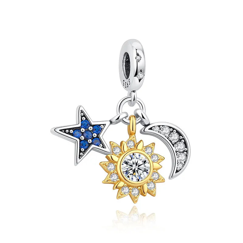 Sterling Silver Celestial Charms - Star, Moon, Sun & Spaceman Beads