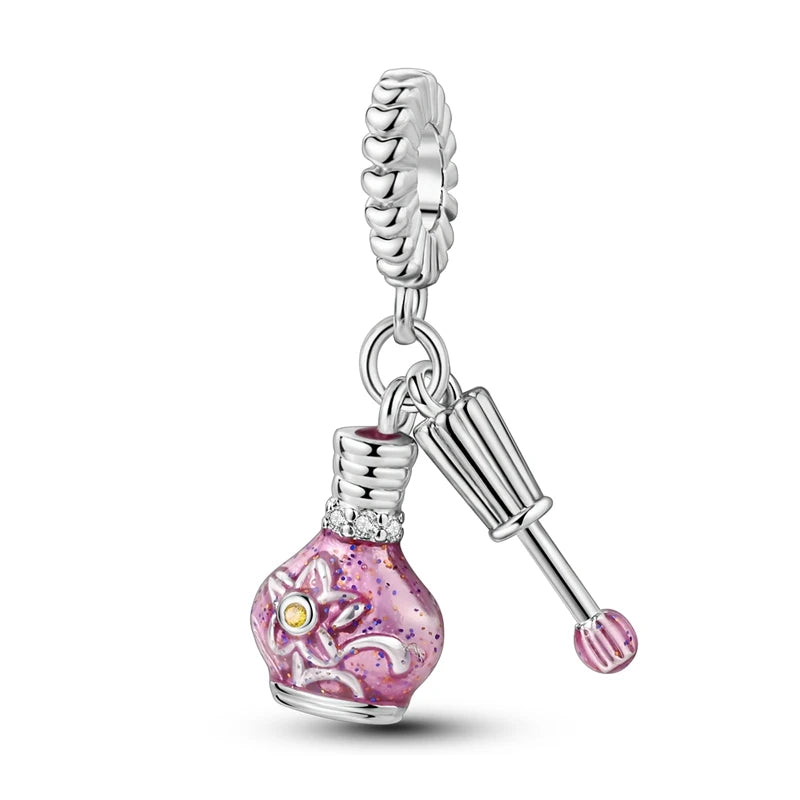 Sterling Silver Crown Perfume Bottle Charms - Romantic Gift Beads