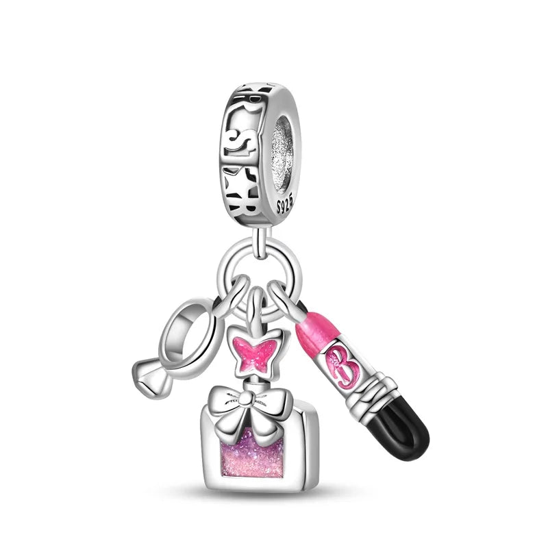 Sterling Silver Crown Perfume Bottle Charms - Romantic Gift Beads