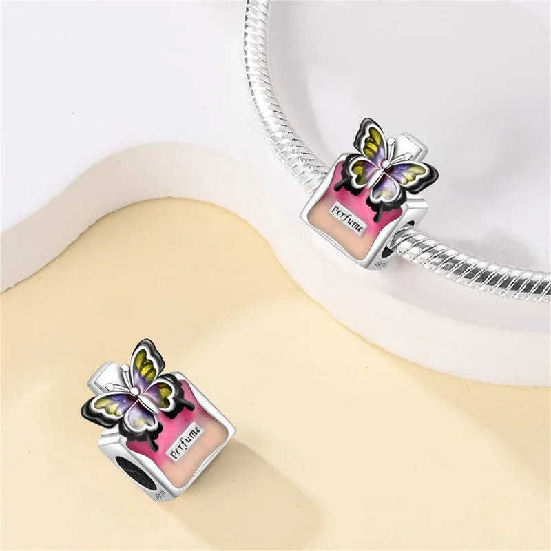 Sterling Silver Crown Perfume Bottle Charms - Romantic Gift Beads