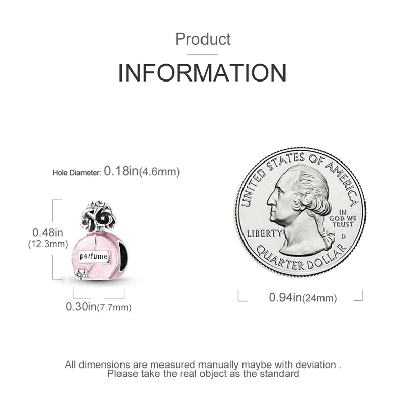 Sterling Silver Crown Perfume Bottle Charms - Romantic Gift Beads