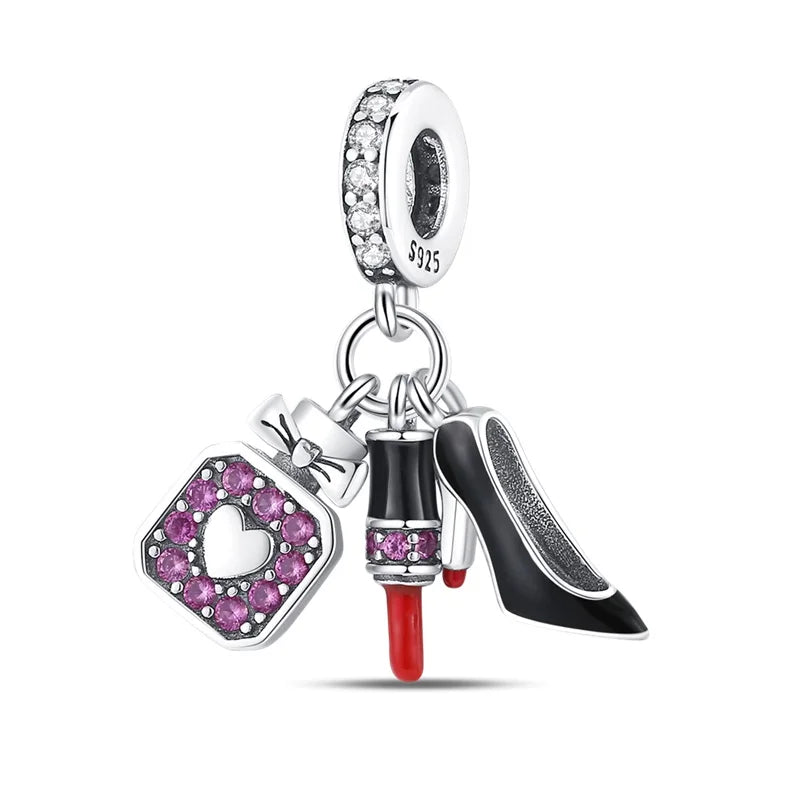Sterling Silver Crown Perfume Bottle Charms - Romantic Gift Beads