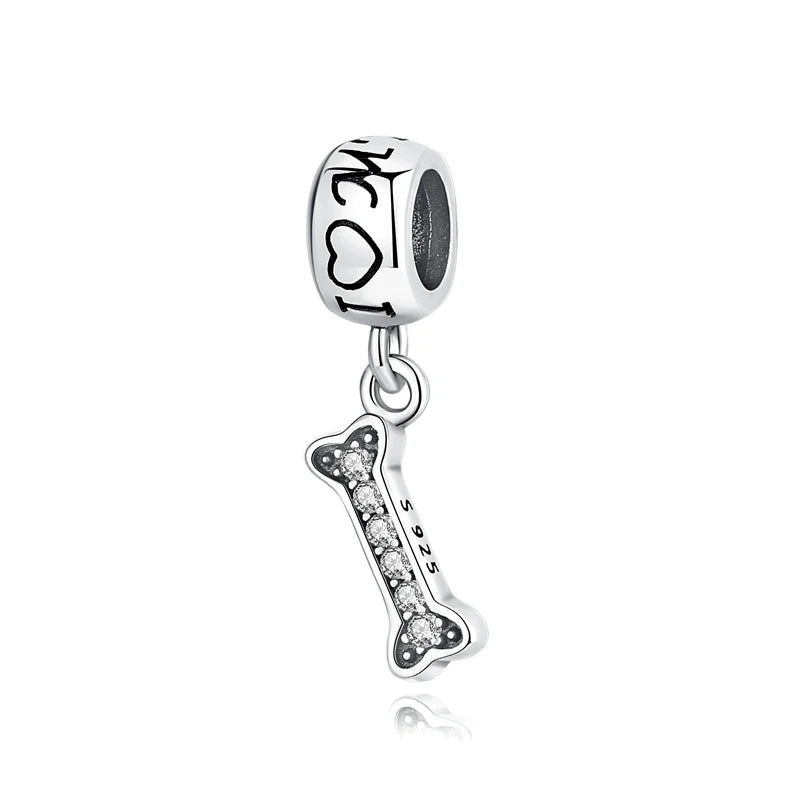 Sterling Silver Pet Paw Print Charms - Dog & Cat Lover Gift