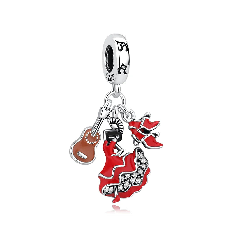Sterling Silver Travel Charms - London, Paris, Suitcase Beads