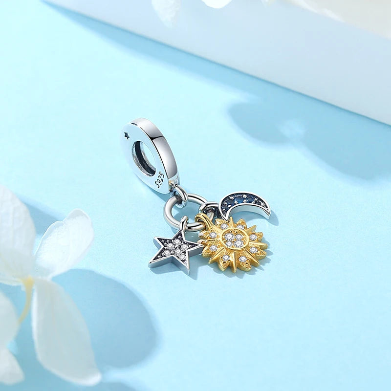 Sterling Silver Celestial Charms - Star, Moon, Sun & Spaceman Beads