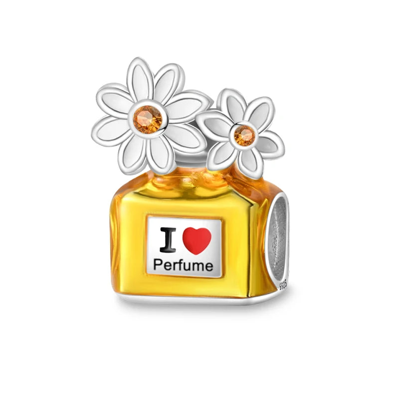 Sterling Silver Crown Perfume Bottle Charms - Romantic Gift Beads