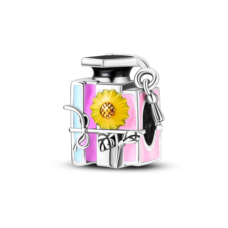 Sterling Silver Crown Perfume Bottle Charms - Romantic Gift Beads