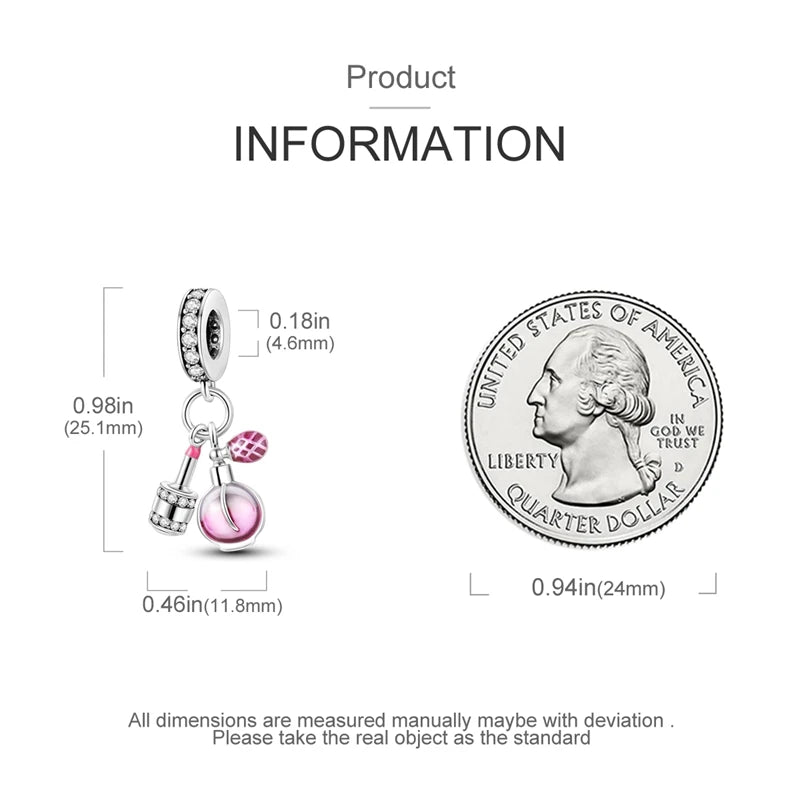 Sterling Silver Crown Perfume Bottle Charms - Romantic Gift Beads