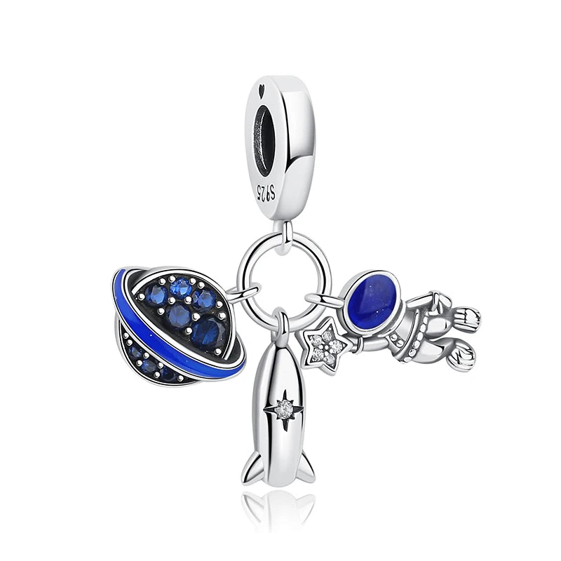 Sterling Silver Celestial Charms - Star, Moon, Sun & Spaceman Beads