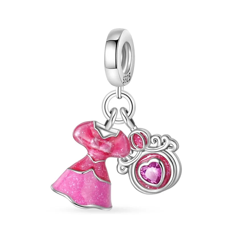 Sterling Silver Crown Perfume Bottle Charms - Romantic Gift Beads