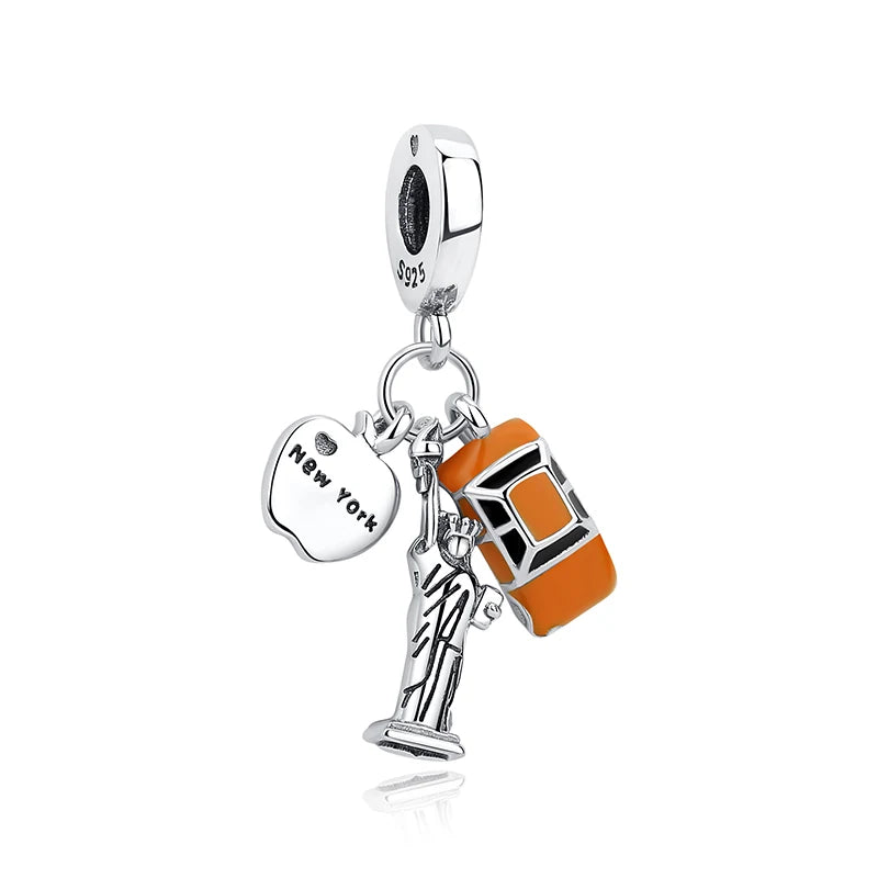 Sterling Silver Travel Charms - London, Paris, Suitcase Beads