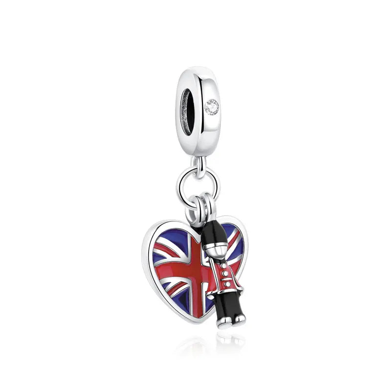 Sterling Silver Travel Charms - London, Paris, Suitcase Beads