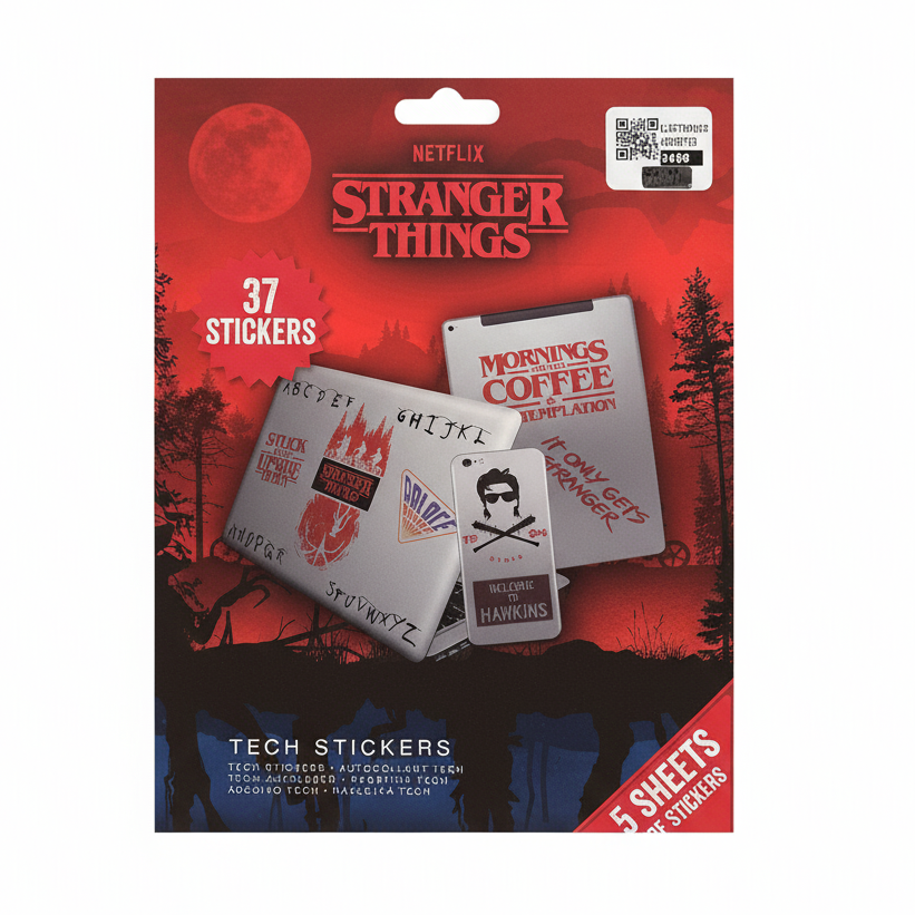 Netflix Stranger Things Tech Stickers – 37 Stickers, 5 Sheets