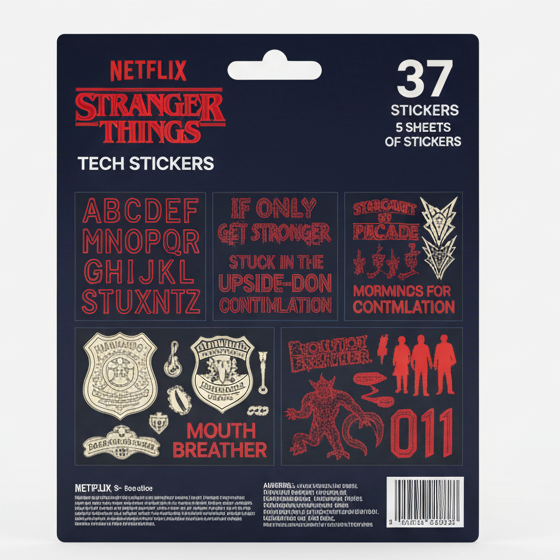 Netflix Stranger Things Tech Stickers – 37 Stickers, 5 Sheets